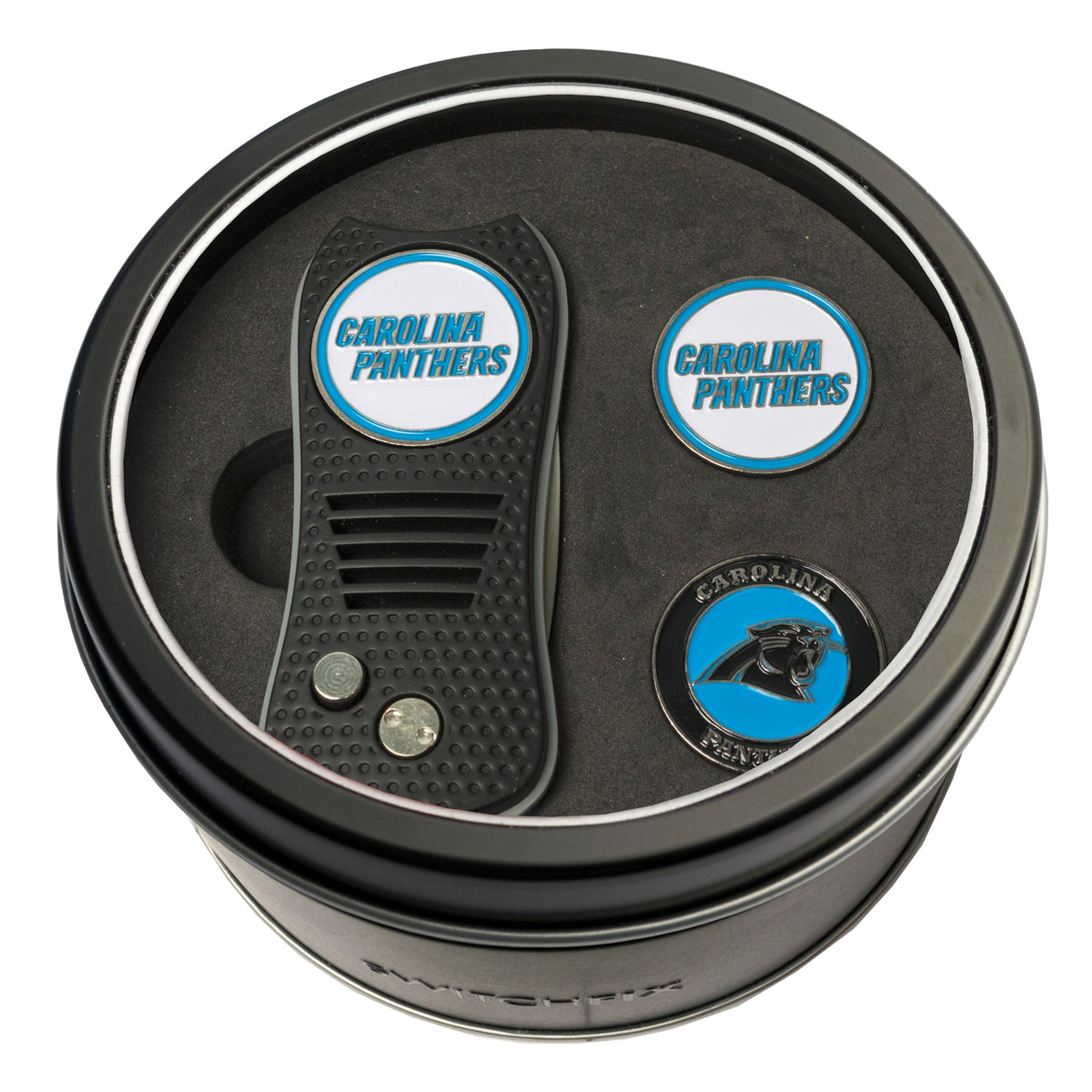 Carolina Panthers Switchblade divot tool and ball marker tin gift set