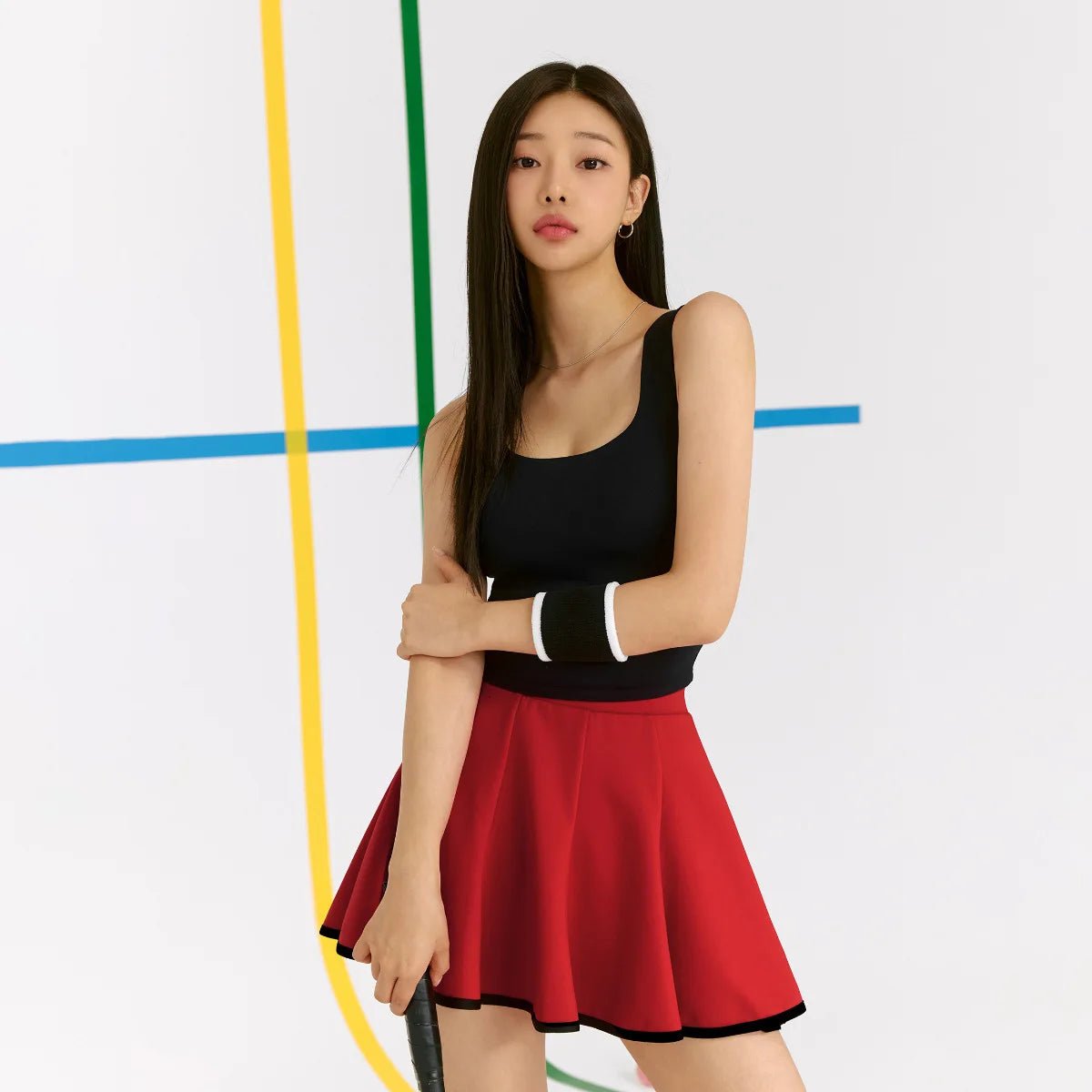 Casual Sports Skirt Set Contrasting Sports Running Jacket with Golf Skirt - Green top S - Club Rehab