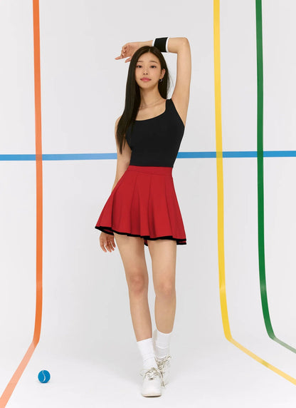 Casual Sports Skirt Set Contrasting Sports Running Jacket with Golf Skirt - Green top S - Club Rehab