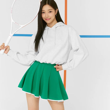 Casual Sports Skirt Set Contrasting Sports Running Jacket with Golf Skirt - Green top S - Club Rehab