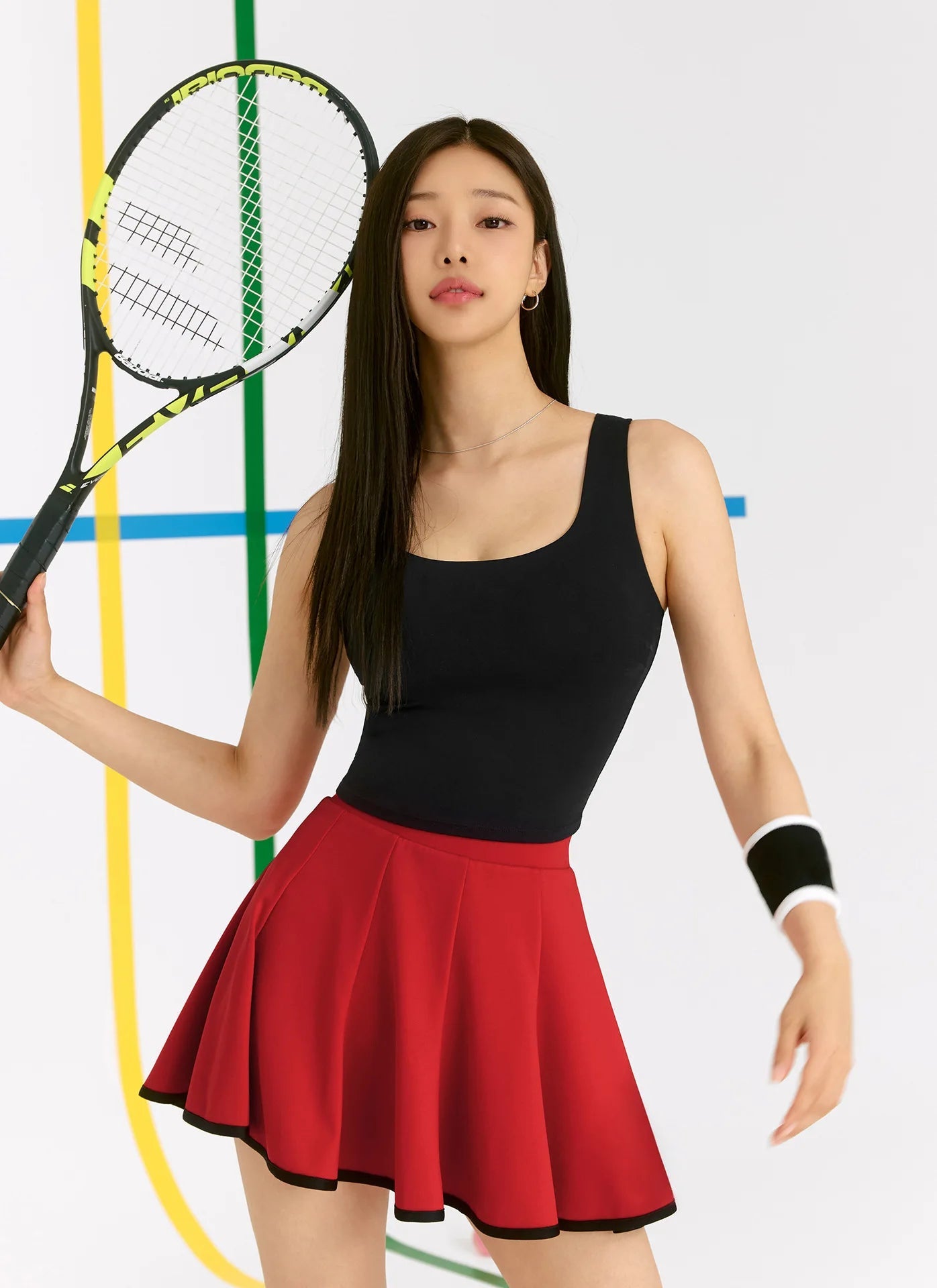 Casual Sports Skirt Set Contrasting Sports Running Jacket with Golf Skirt - Green top S - Club Rehab