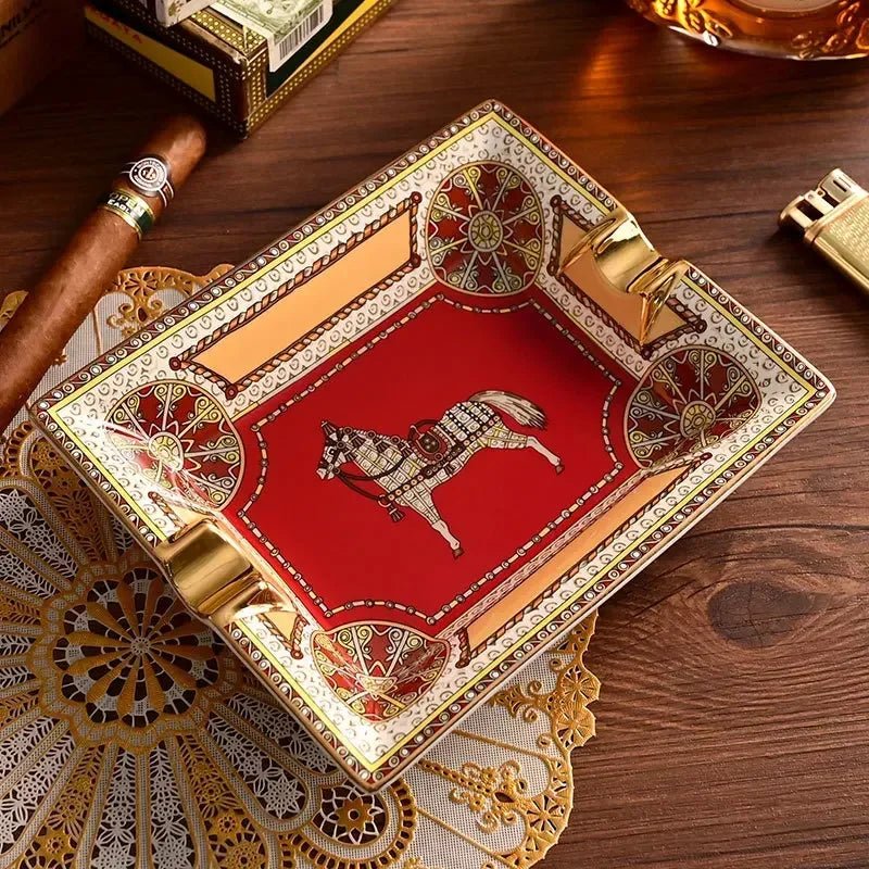 Ceramic Cigar Ashtray Collection - Club Rehab - AshtrayElegant Red Horse Ashtray45453217562816