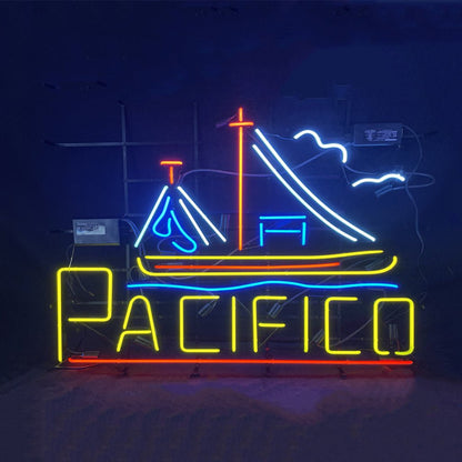 Cerveza Pacifico with Sailboat Neon Light Sign - Club Rehab