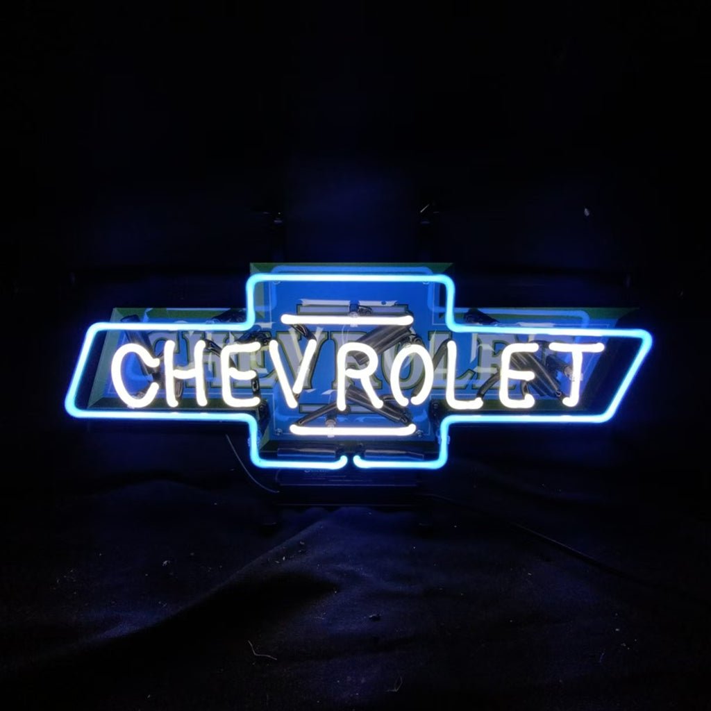 Chevrolet Font Classic Bowtie Logo Neon Signs - Club Rehab