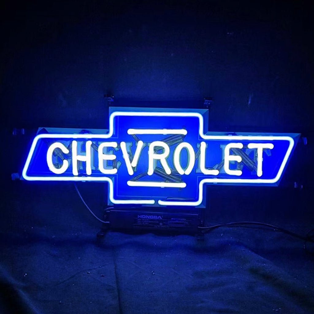 Chevrolet Font Classic Bowtie Logo Neon Signs - Club Rehab