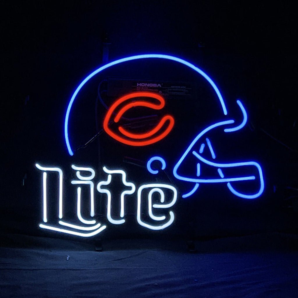 Chicago Bears Helmet Miller Lite Neon Signs - Club Rehab