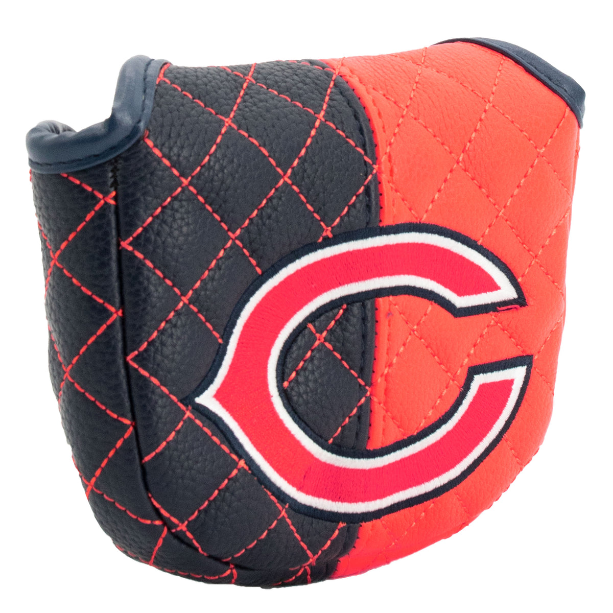 Chicago Bears Split Mallet Putter quilted headcover, angled view