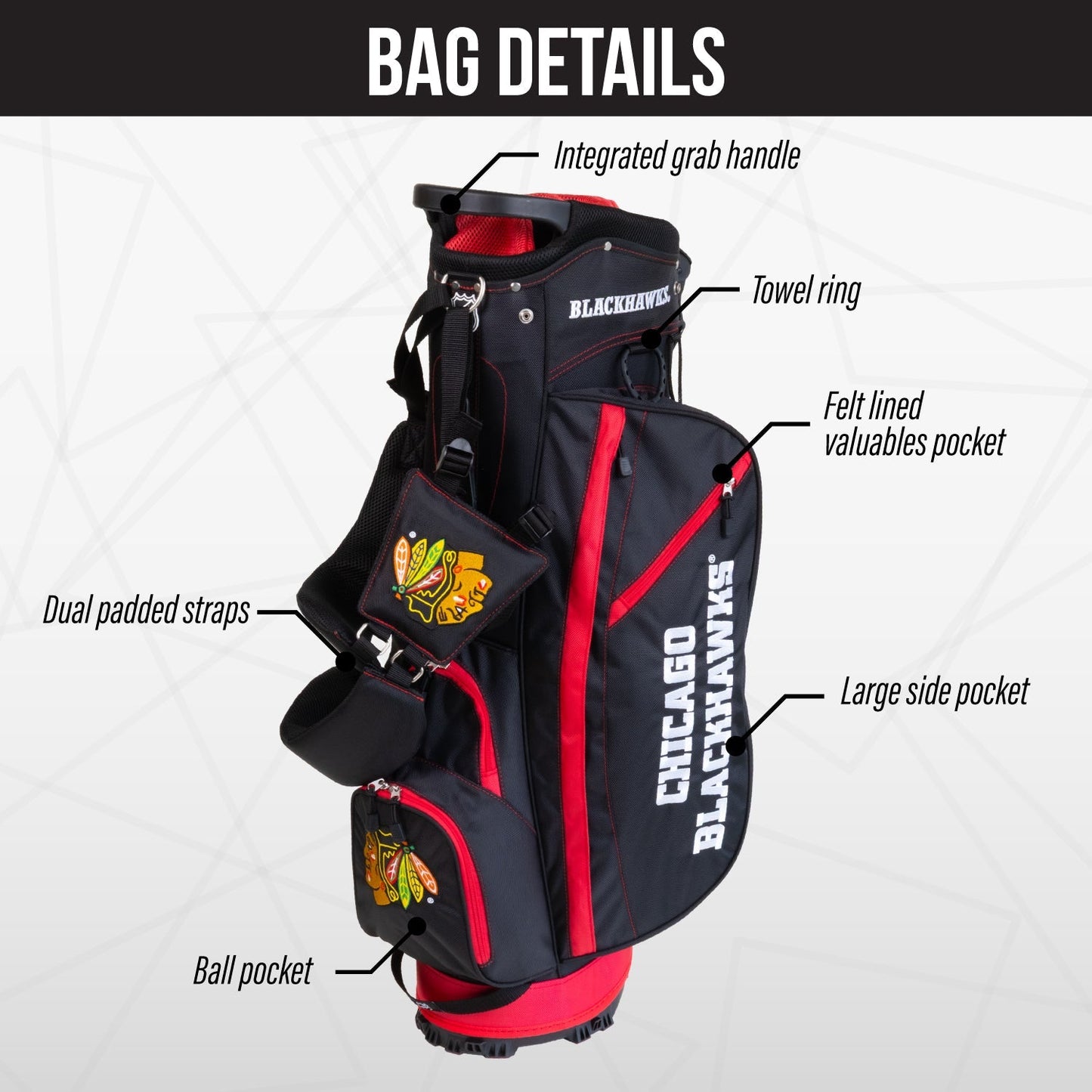 Chicago Blackhawks Fairway Stand Bag - Image 3 - Club Rehab