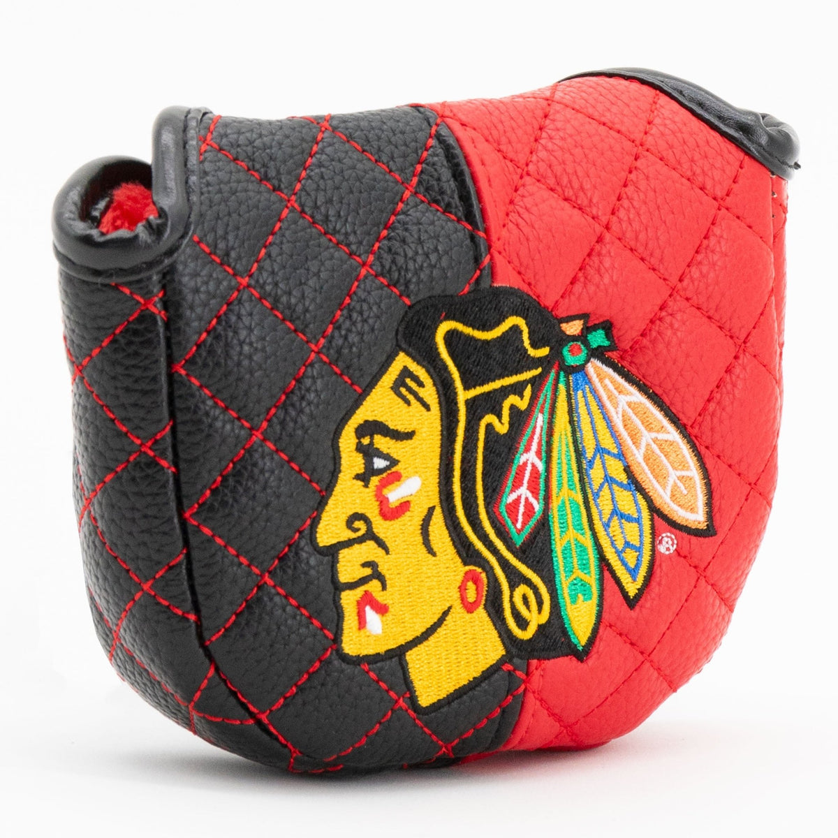 Chicago Blackhawks split mallet putter quilted golf headcover alternate view