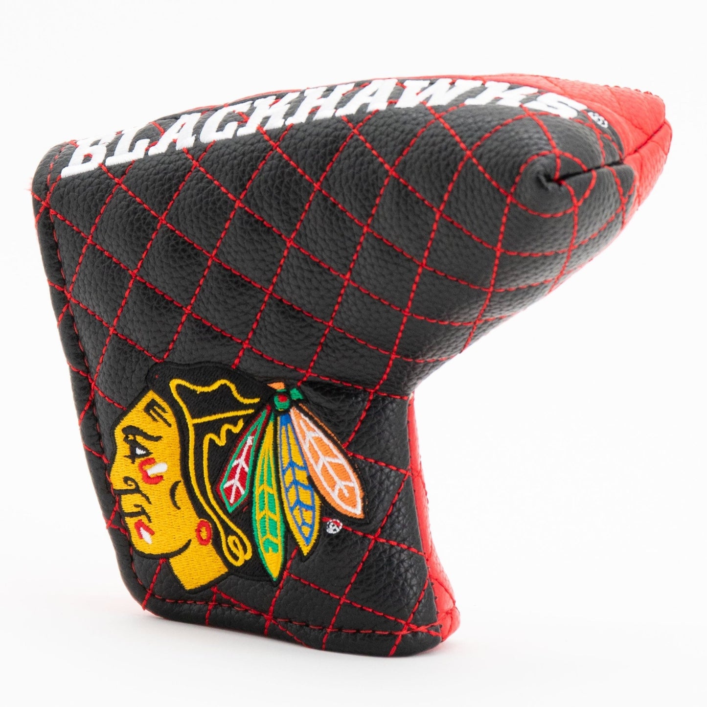 Chicago Blackhawks split blade putter quilted golf headcover alternate view