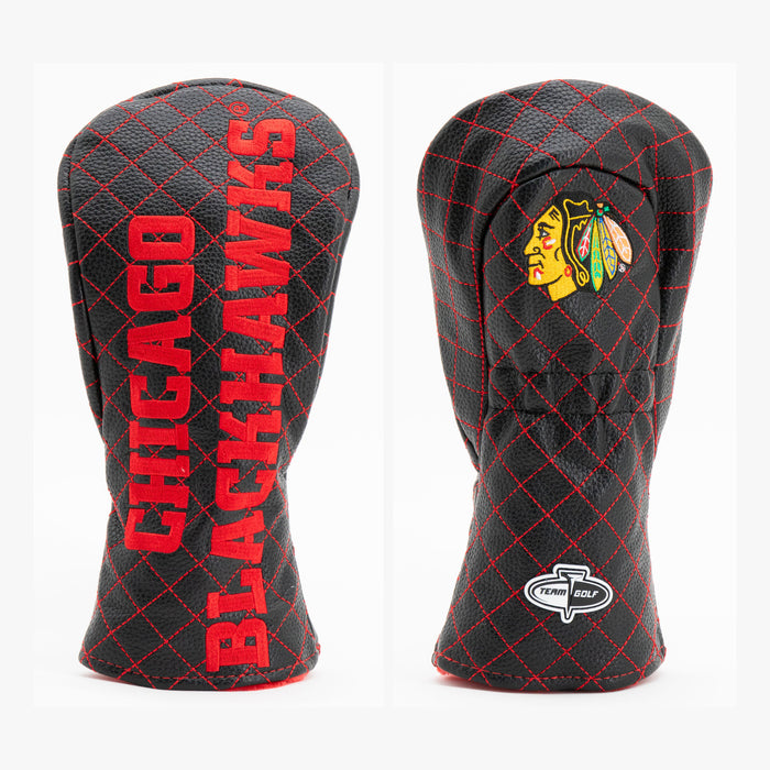 Chicago Blackhawks Solid Quilted Fairway Headcover, front and back views