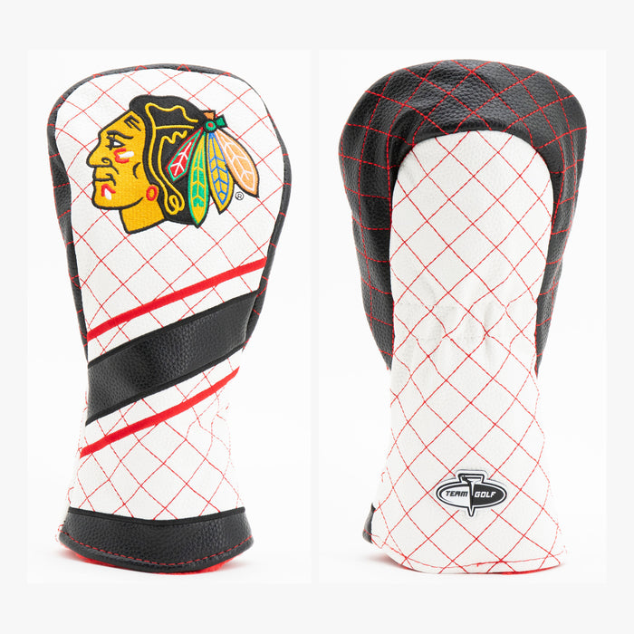 Chicago Blackhawks Striped Quilted Fairway Headcover, front and back views