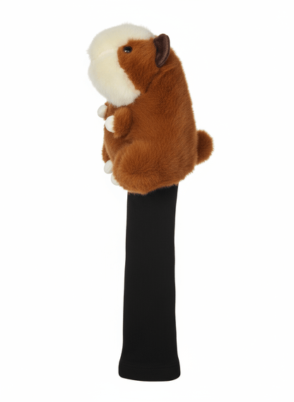 Plush  headcover on a black handle against a white background