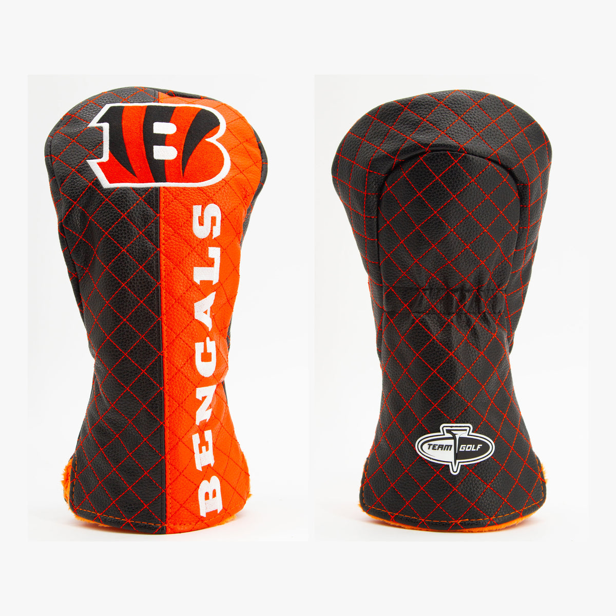 Cincinnati Bengals Split Quilted Driver Headcover, front and back views