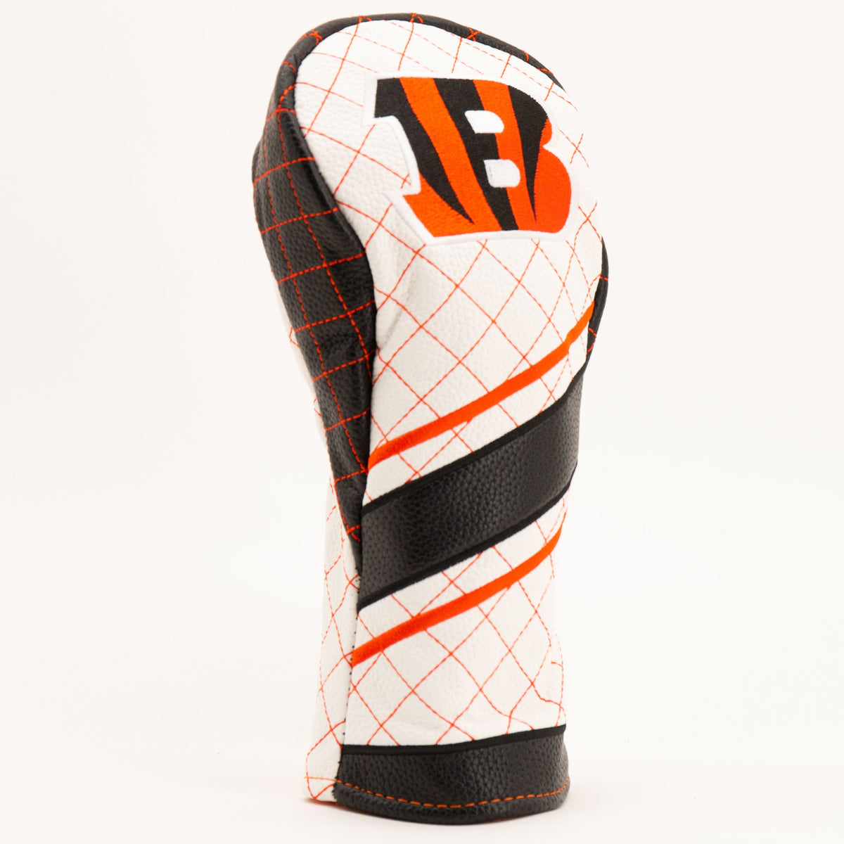 Cincinnati Bengals Striped Quilted Fairway Headcover, angled view