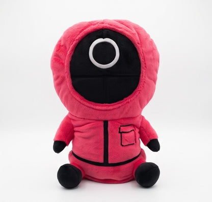 Circle Guard pink plush driver headcover with black mask and embroidered white circle, front view