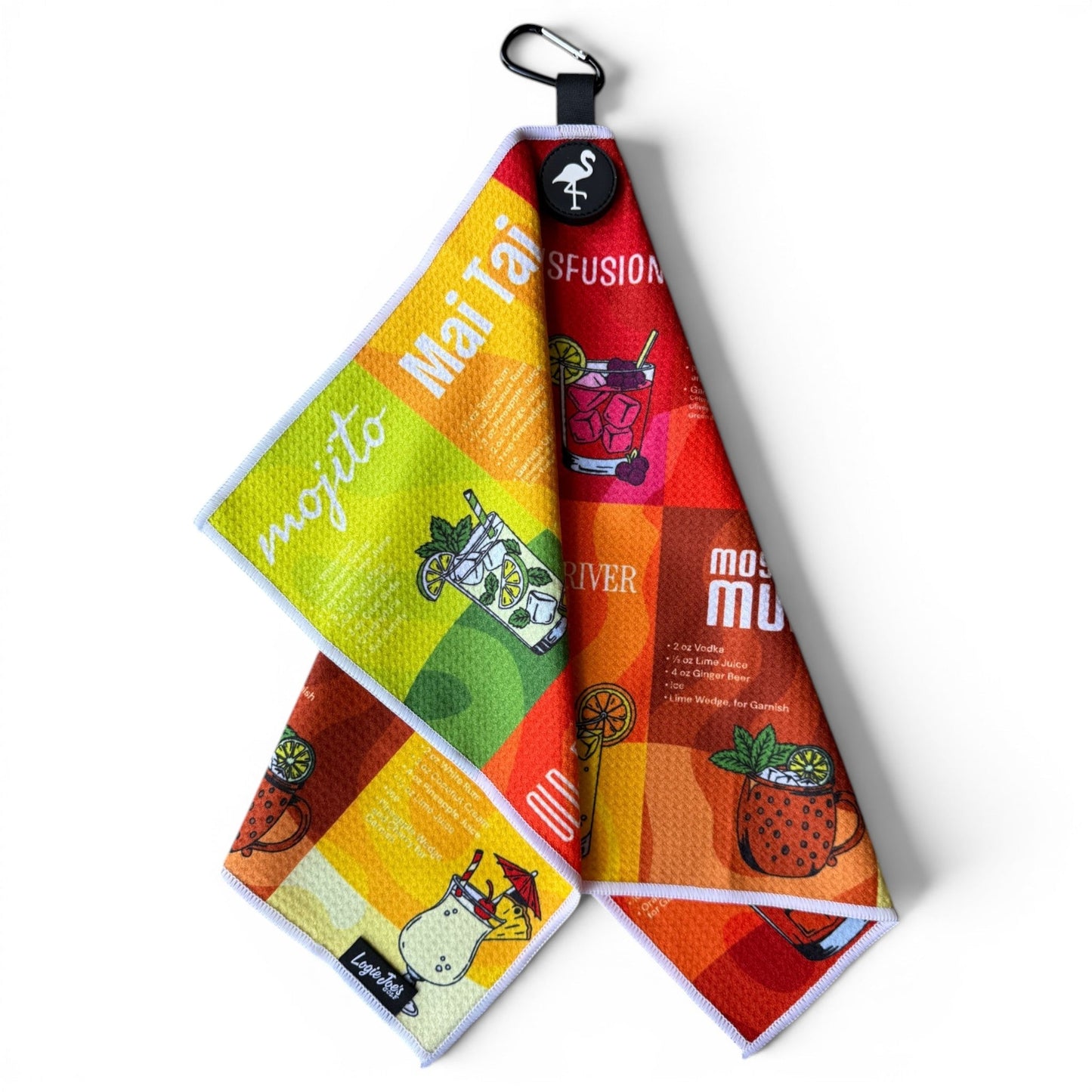 Classic Cocktails Golf Towel | 24” x 16” Microfiber Towel | Magnetic Clip & Carabiner | Premium Golf Accessory - Club Rehab