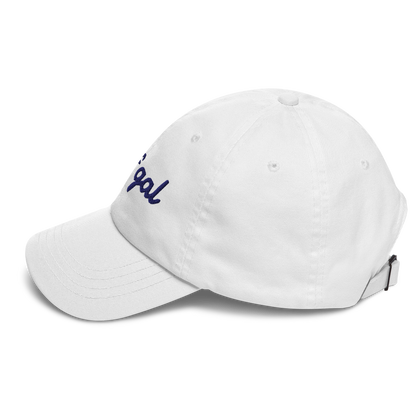 GOLF GAL Script Embroidered Dad Hat – White with Navy Thread