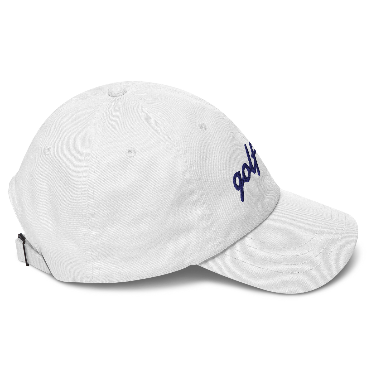 GOLF GAL Script Embroidered Dad Hat – White with Navy Thread