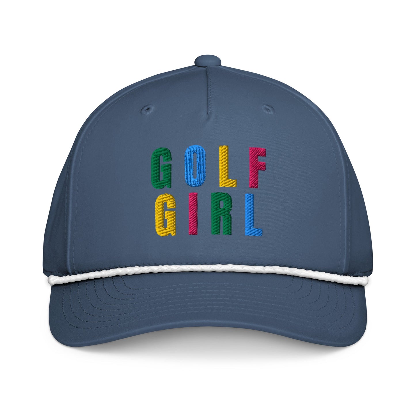 GOLF GIRL Embroidered Rope Hat – Multicolor Letters, Retro Golf Hat for Women, Birdie Pop Collection