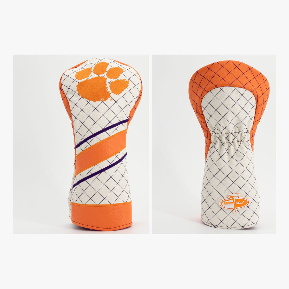 Clemson Tigers Striped Quilted Driver Headcover, front and back views