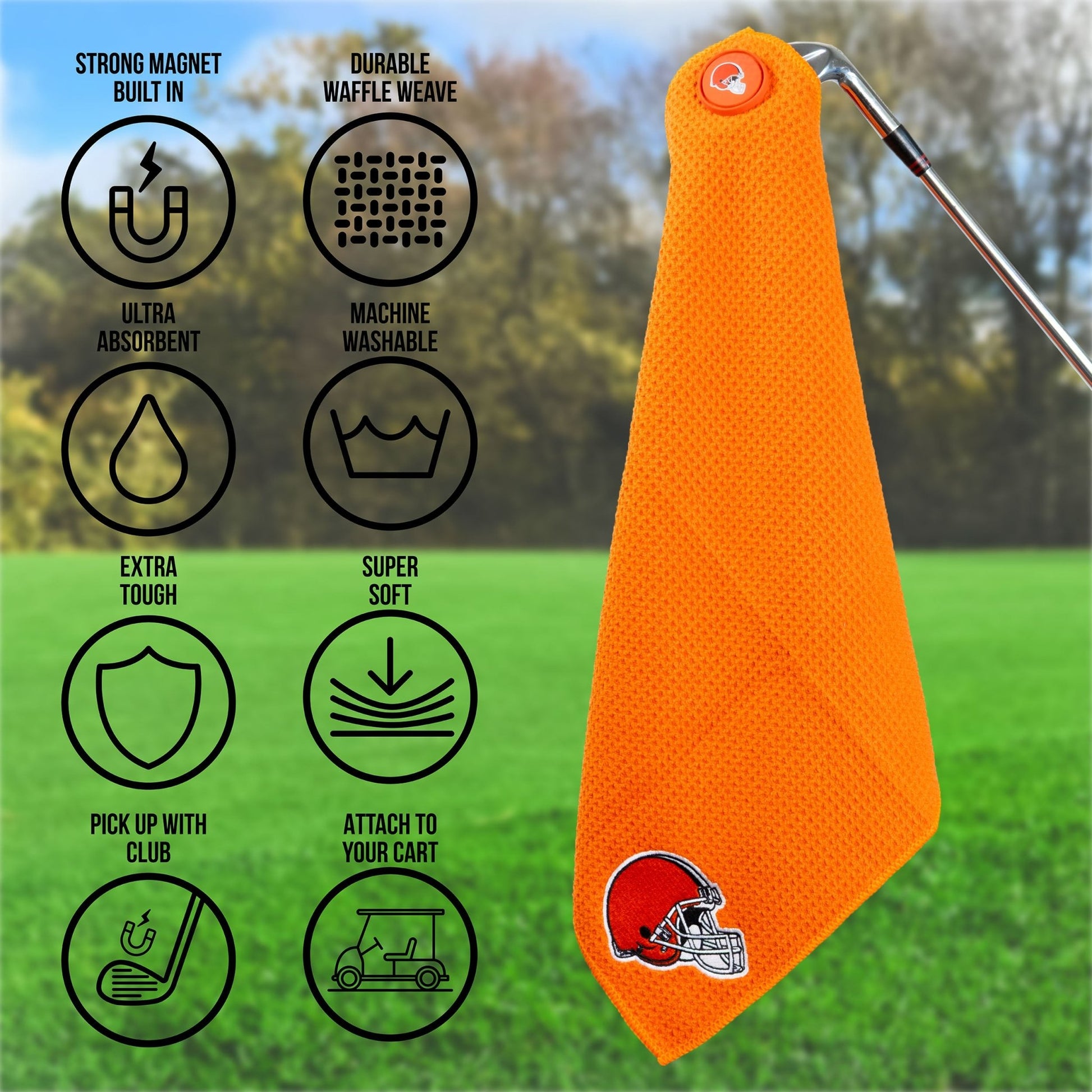 Cleveland Browns NFL Magnetic Embroidered Golf Towel – 15" x 15" - Club Rehab