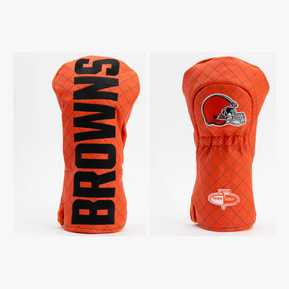 Cleveland Browns Solid Quilted Driver Headcover, front and back views