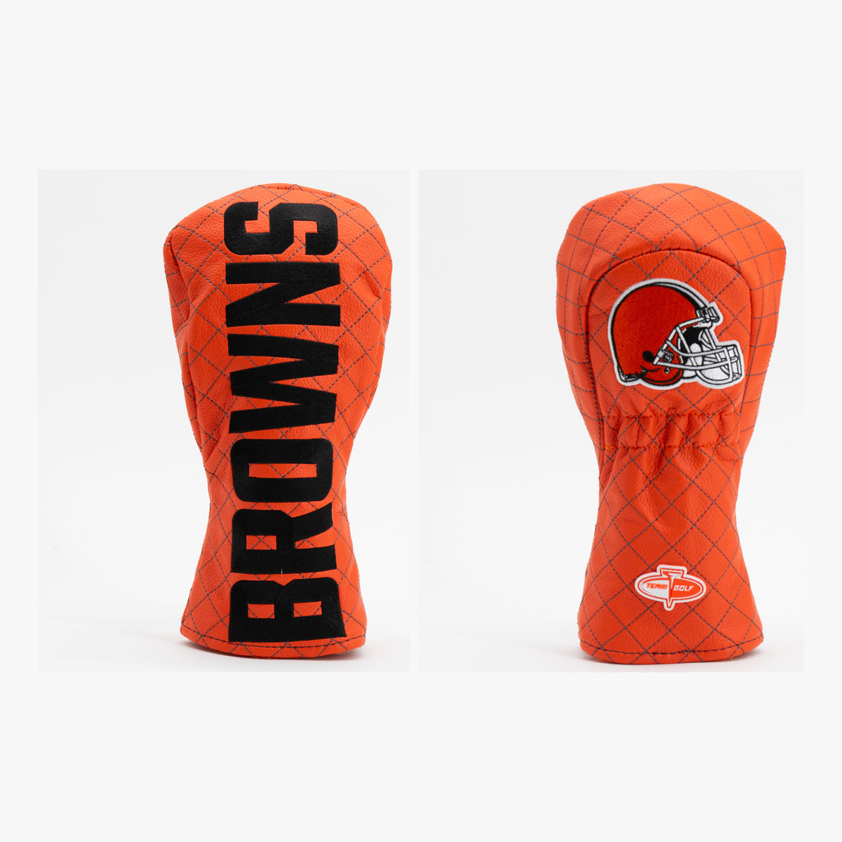 Cleveland Browns Solid Quilted Fairway Headcover, front and back views