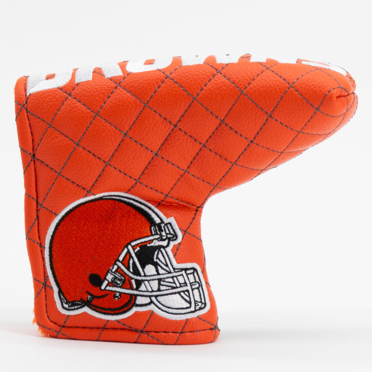 Cleveland Browns Split Quilted Blade Putter Cover, front view
