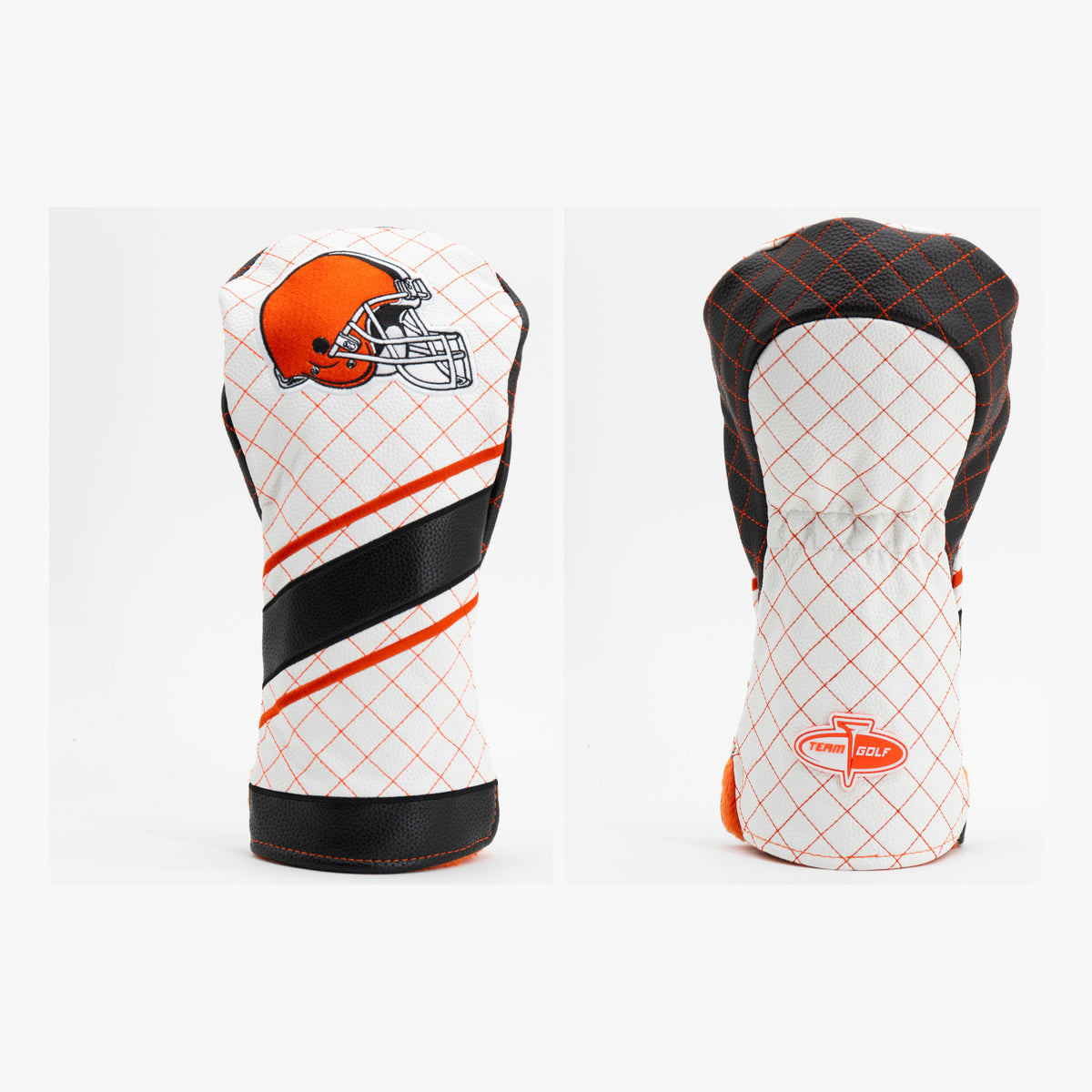 Cleveland Browns Striped Quilted Driver Headcover, front and back views