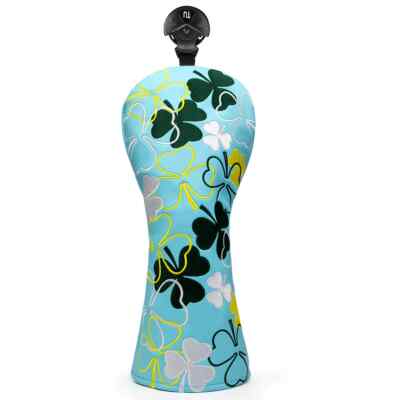 Golf club head cover with floral pattern on a white background
