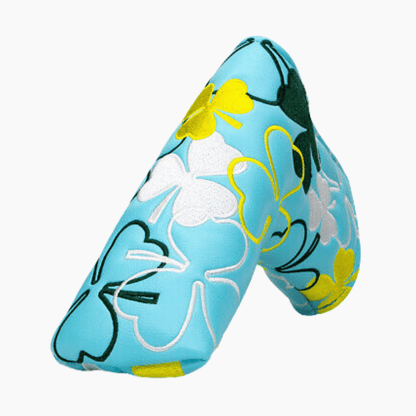 Floral-patterned golf club head cover on a white background
