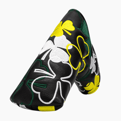 Golf club head cover with floral design on a white background
