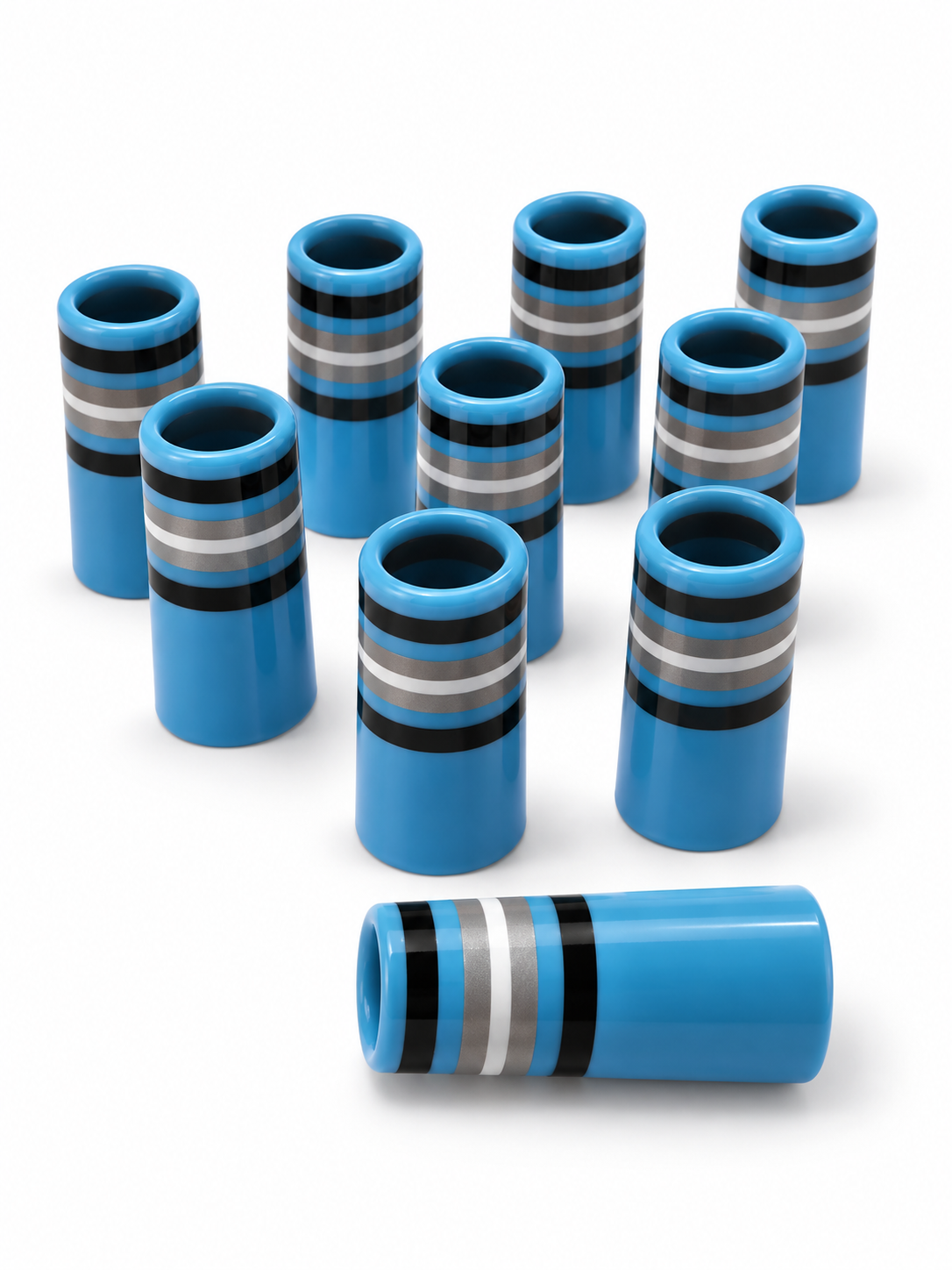 Blue Steel 10-pack golf ferrules arranged on a clean white background.