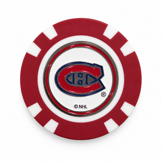 Montreal Canadiens poker chip ball marker with the white CH-logo marker face inserted