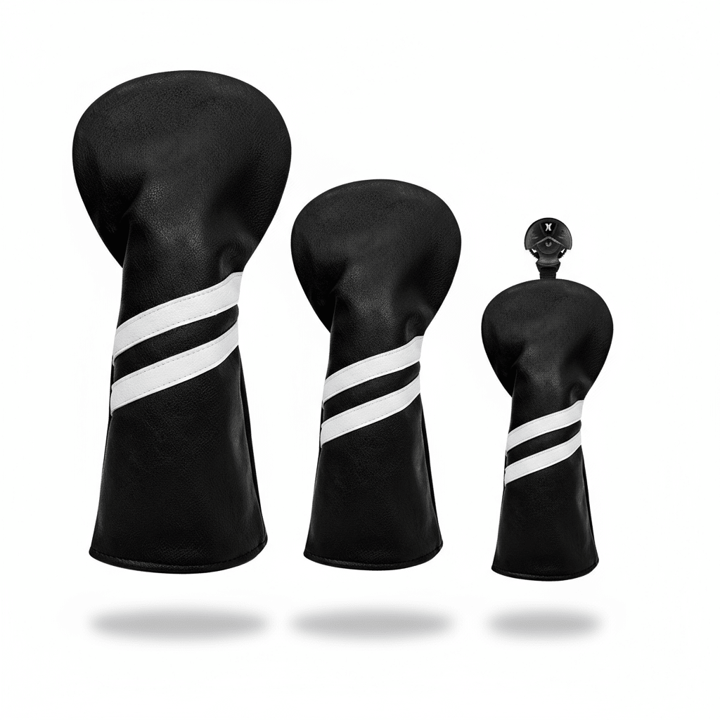 Club Rehab Premium Stripe Headcovers - Black Full set (Driver, Fairway, Hybrid) - Club Rehab