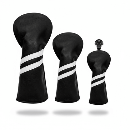 Club Rehab Premium Stripe Headcovers - Black Full set (Driver, Fairway, Hybrid) - Club Rehab