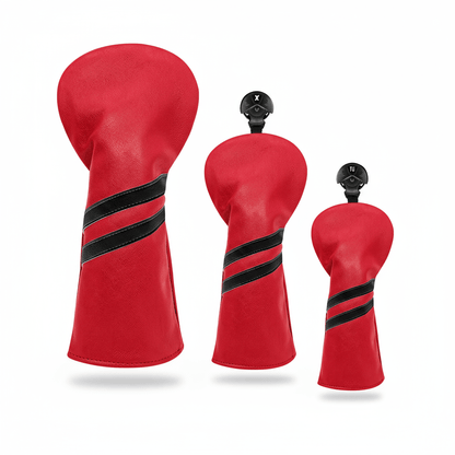Club Rehab Premium Stripe Headcovers - Red Full set (Driver, Fairway, Hybrid) - Club Rehab