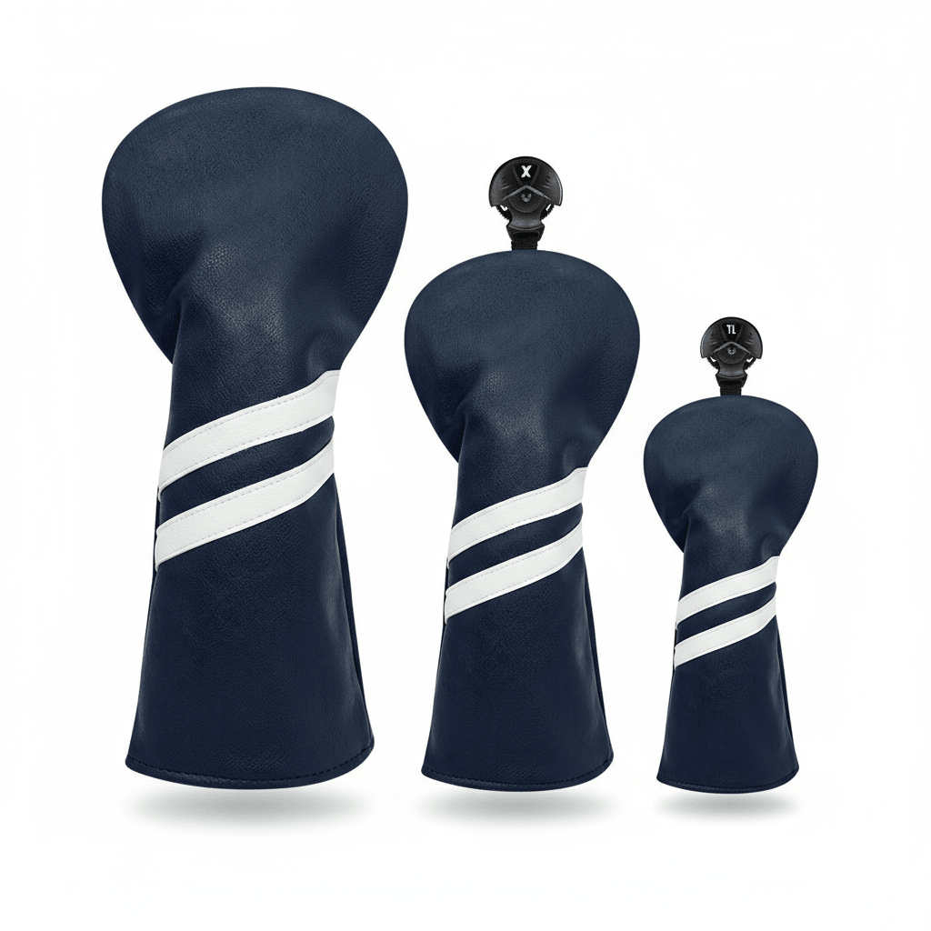Club Rehab Premium Stripe Headcovers - Navy Full set (Driver, Fairway, Hybrid) - Club Rehab