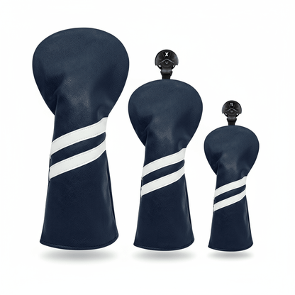 Club Rehab Premium Stripe Headcovers - Navy Full set (Driver, Fairway, Hybrid) - Club Rehab