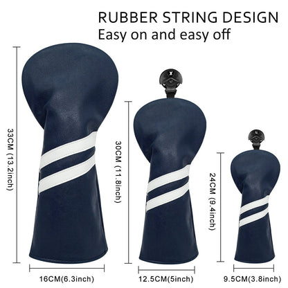 Club Rehab Premium Stripe Headcovers - Blue Full set (Driver, Fairway, Hybrid) - Club Rehab