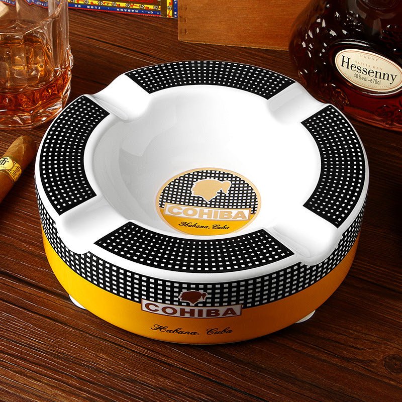Cohiba-Style 4-Rest Ceramic Cigar Ashtray (Round, Luxury Finish) - Club Rehab