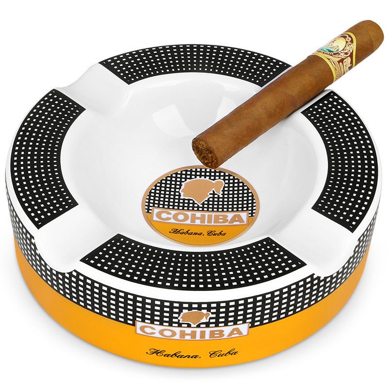 Cohiba-Style 4-Rest Ceramic Cigar Ashtray (Round, Luxury Finish) - Club Rehab
