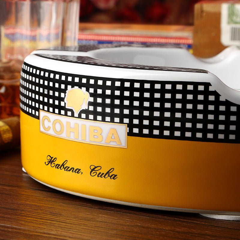 Cohiba-Style 4-Rest Ceramic Cigar Ashtray (Round, Luxury Finish) - Club Rehab