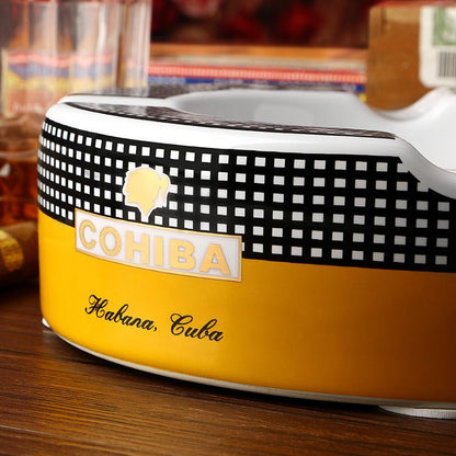 Cohiba-Style 4-Rest Ceramic Cigar Ashtray (Round, Luxury Finish) - Club Rehab