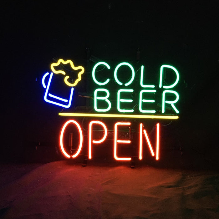 Cold Beer Open Neon Signs Light - Club Rehab