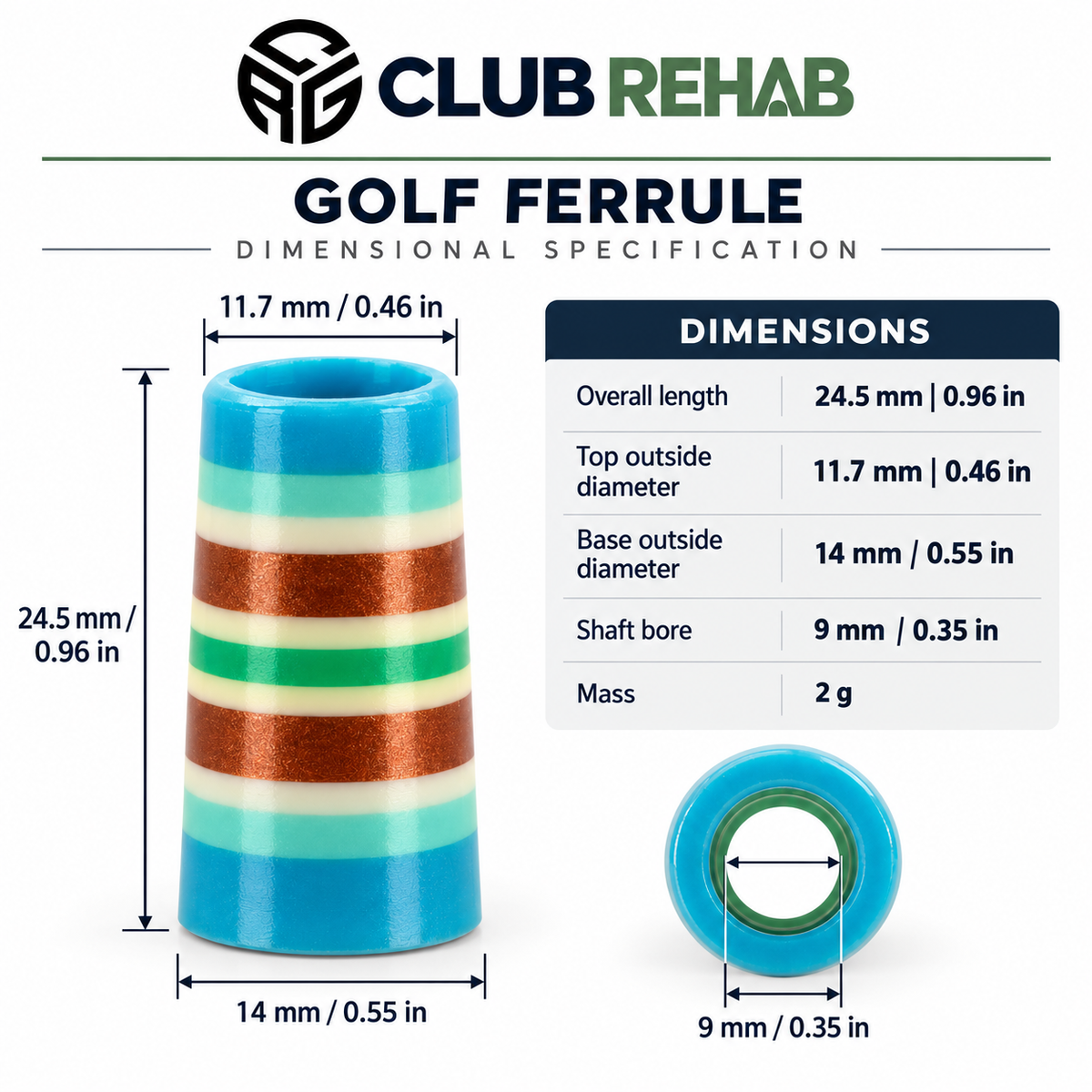 Color Pop Ferrules | 10-Pack Golf Club Shaft Ferrules, alternate product view 2