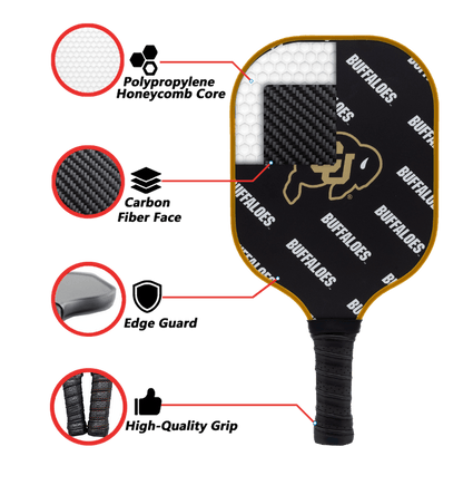 Colorado Buffaloes Pickleball Paddle | Carbon Fiber Face | Balanced Control + Pop - Club Rehab
