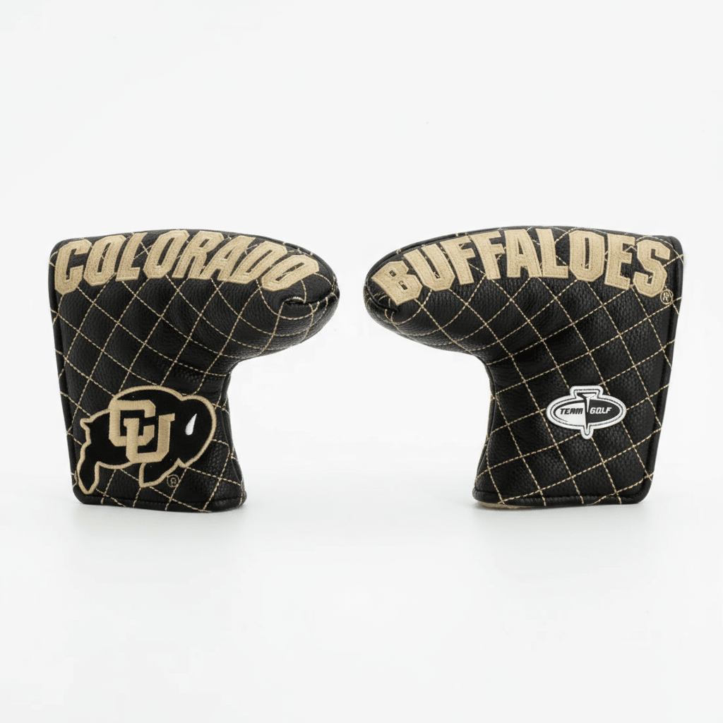 Two golf club head covers with 'Colorado Buffaloes' text and logo on a white background