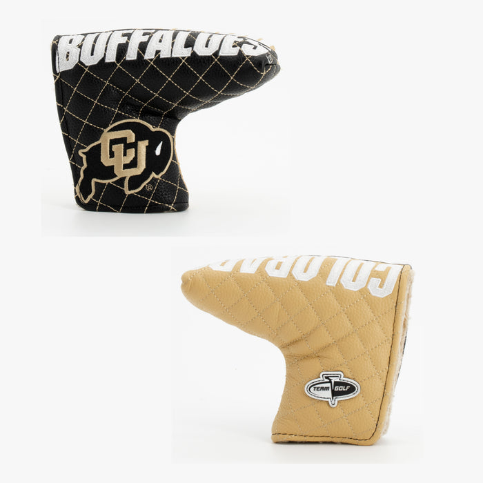 Colorado Buffaloes Split Quilted Blade Putter Cover, offset front and back views